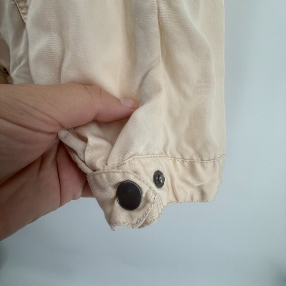 Gap Light Beige Safari Jacket Button Zip Travel Preppy Classic Womens Size Large - Picture 11 of 15